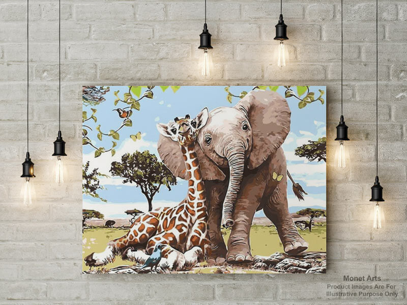 Painting-By-Numbers-Kits-For-Adults-Animals-Wall-Mockups- Elephant Giraffe